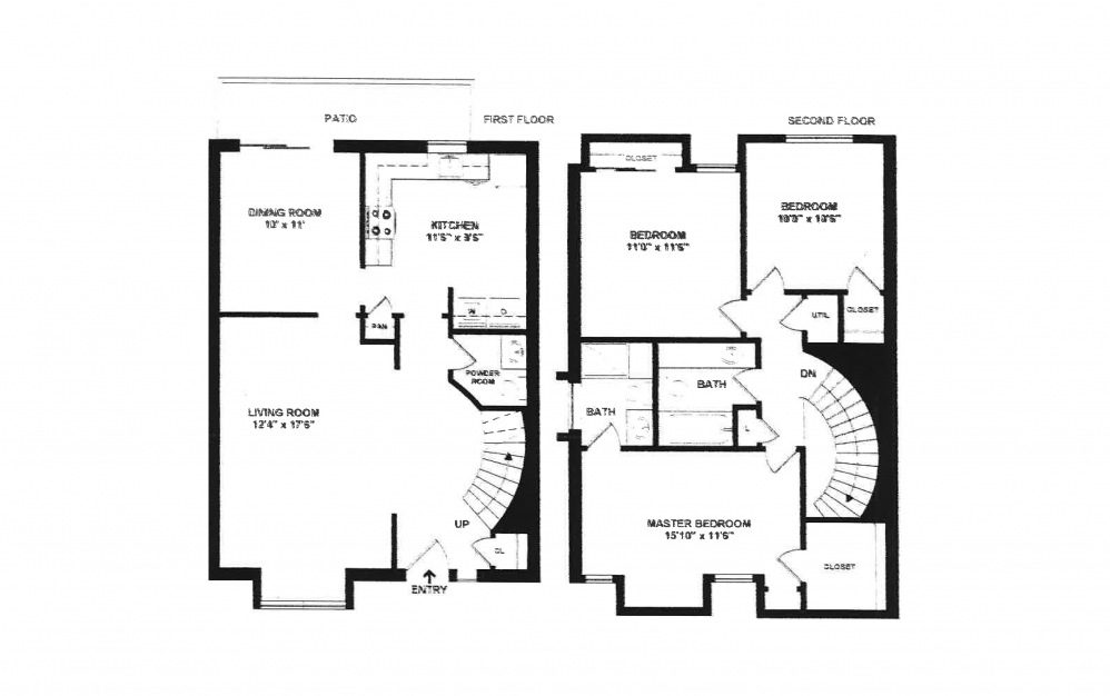 Islander - 3 bedroom floorplan layout with 2.5 baths and 1364 square feet.